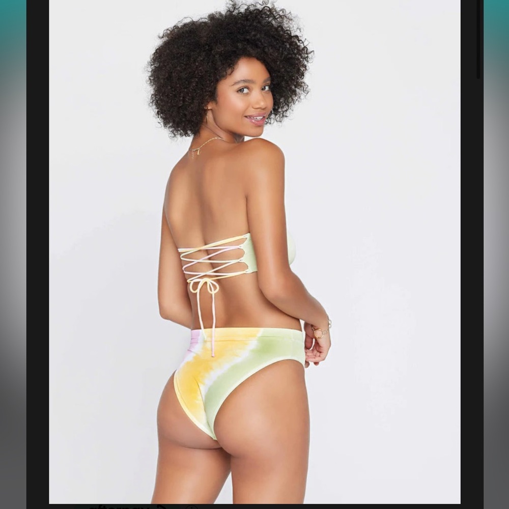New L space Tie Dye Beach Wave Strapless Bandeau Bikini